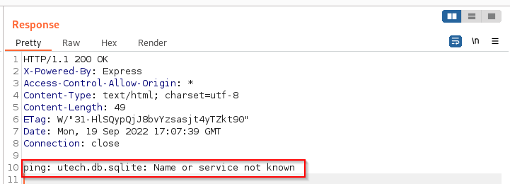 Notice the response with our request GET /ping?ip=ls HTTP/1.1 